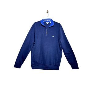 Lacoste Men’s Navy Blue Half Zip Long Sleeve Sweater XL Cotton
